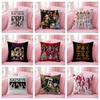 1 Stück Katseye Fächer Kissenbezug, Polyester 2D Doppelseitiger Druck, Retro Tour & Member Collage Design, Y2K Kpop Stil Wohnaccessoire