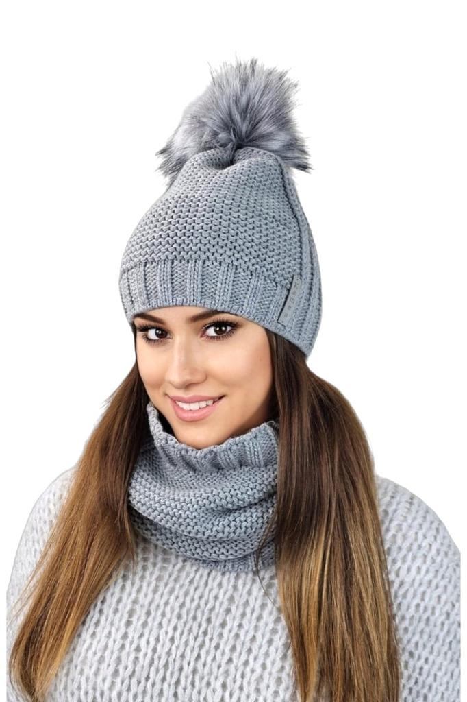 Fiona Winter Set Hat with Snood Color Gray