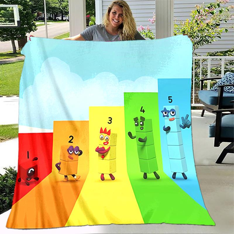 1pc Blanket Numberblocks3 Print Design, Lightweight Blanket for Sofa, Bed- Soft &Warm, Gift for All Seasons like Christmas, Halloween