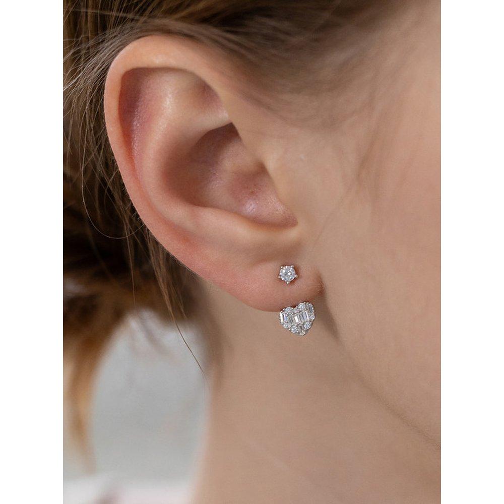 (925 Silver) Briolette Heart Ear Jacket Earrings Ec3175