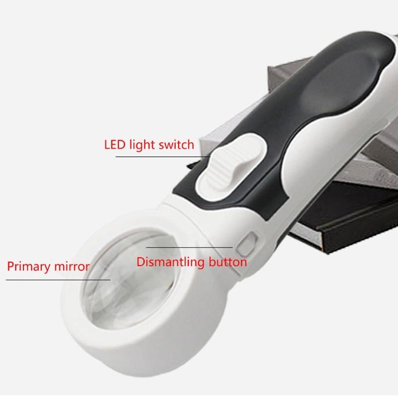 Förstoringsglas med ljus, 16x Handhållet Stort förstoringsglas 2 LED-belyst Förstoringsglas för Seniorläsning
