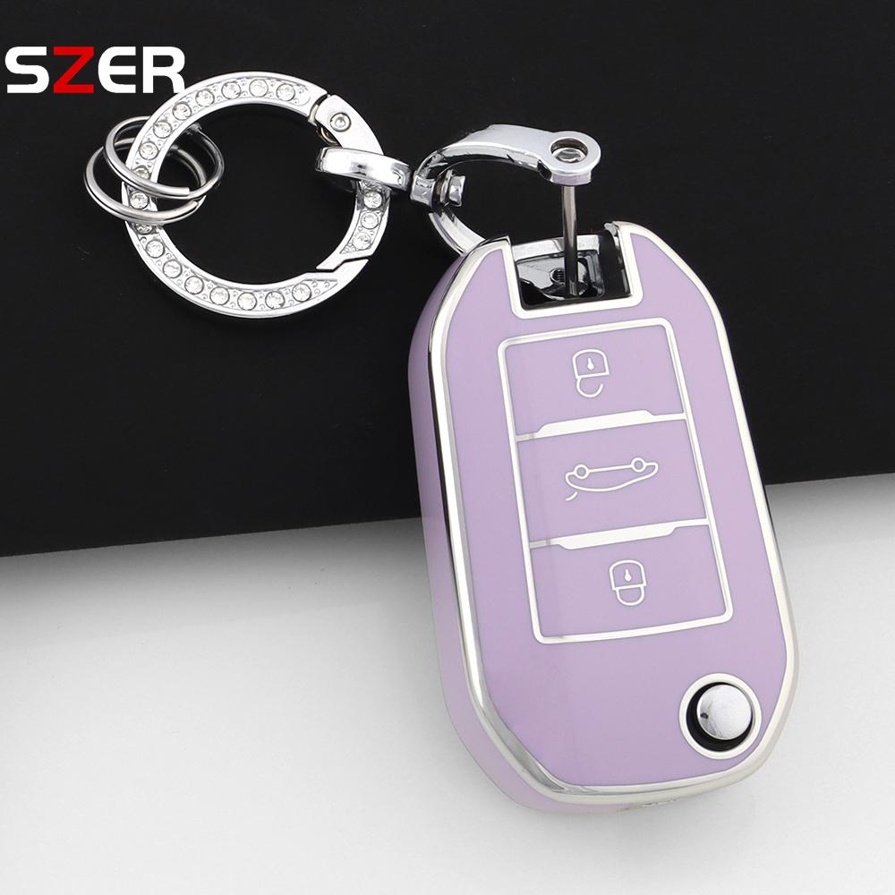 New Tpu Car Key Case Cover For Peugeot 208 308 408 508 2008 3008 4008 5008 For Citroen C3 C4 Cactus C6 C8 Protected Shell Fob