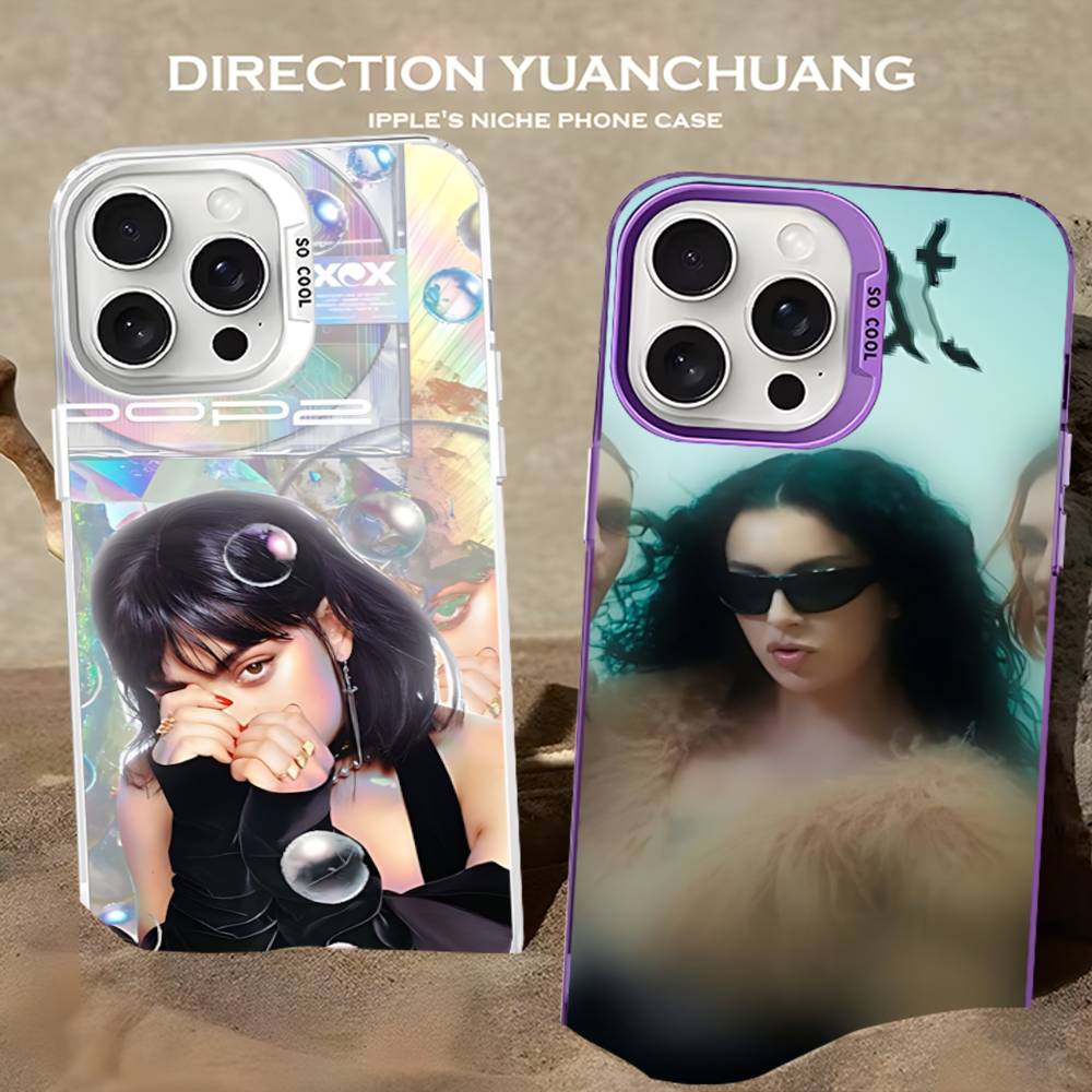 British Pop C-CharliS-XCX Singer Phone Case Color Silver Shell For LPhone 17 16 16e 15 14 13 12 11 Pro Max Plus