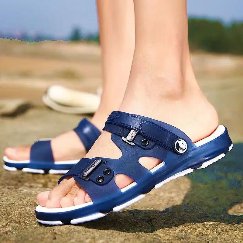 Men's Sandals 2024 Summer New Anti Slip Beach Shoes Wear Resistant Breathable Flat Shoes Fashion Lightweight Casual Slippers