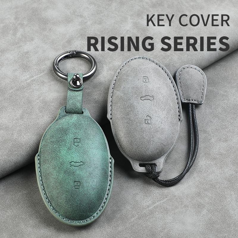For RISING AUTO F7 R7 22-23 Leather Car Key Bag Case Wallet Holder Key Cover Key Chains