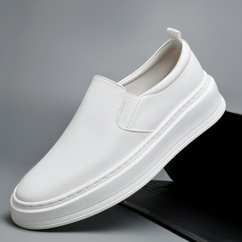 Men's Large Size 47 Leather Foot Cover 46 White Loafers 45 Versatile Fashion One-pedal Board Shoes Breathable Little White Shoes