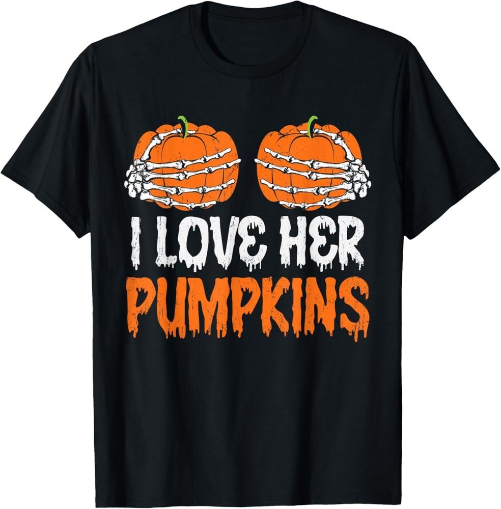 I Love His Broomstick I Love Her Pumpkins Halloween Couples GIft T-Shirt Unisex T-Shirt XXXL