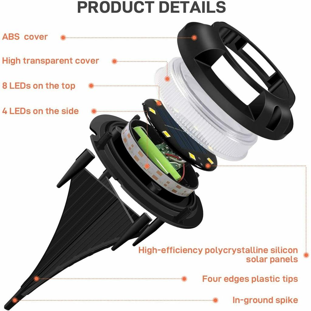 12 LED Solar Garden Lights Waterproof Solar Ground Lights Light Underground Sensing Landscape Lights for Lawn Pathway