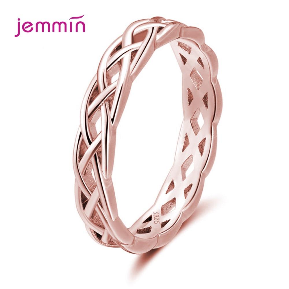 

Vintage Authentic 925 Silver Hollow Rings for Women Wedding Engagement Anniversary Finger Female Jewelry 10 рожевий колір золота