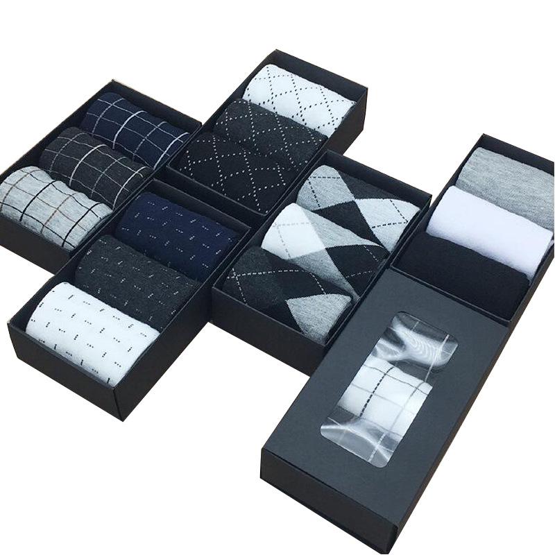 Men's Mid-Calf Boat Socks Gift Box: 3-Pair Set, Solid Colors, Spring & Autumn