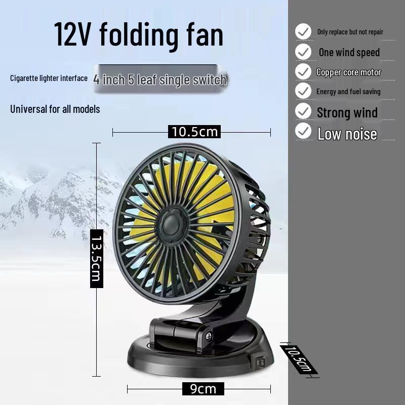 Powerful Silent 3-Head USB Car Fan, 24V for Trucks, 12V for Vans
