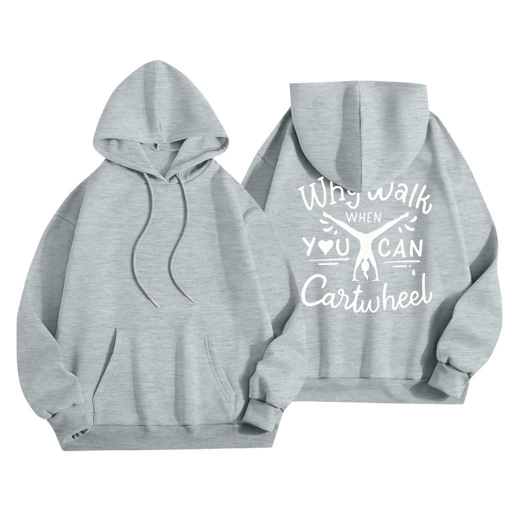 Women's Printed Round Neck Pullover Sweatshirt Hooded Drawstring Sweatshirt Top