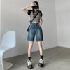 Retro Wide-leg Denim Five-point Pants Women's Summer Thin Section High Waist Loose and Thin Fashion All-match Straight-leg Pants