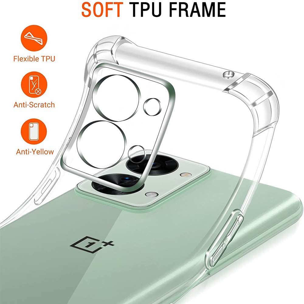 Thick Shockproof Silicone Clear Phone Case For OnePlus Nord 2T 2 5G CE 2 5G CE 3 Lite 5G N300 N20 SE Protection Case Back Cover