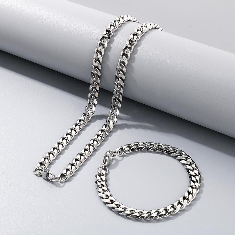 Halskette aus Titanstahl mit dicker Hip-Hop-Kette, Edelstahl sechsseitig geschliffene Kette mit Kettenschmuck