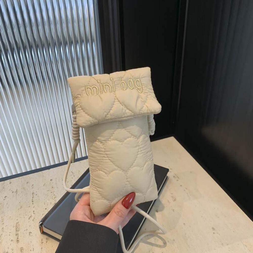 Nylon Rhombus Bag, Simple Letter Style.