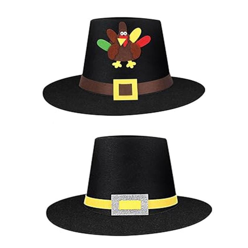 Elegant Hat With Silver Buckles Decoration Light Weight Party Hat Thanksgiving Costume Accessory For Men Women
