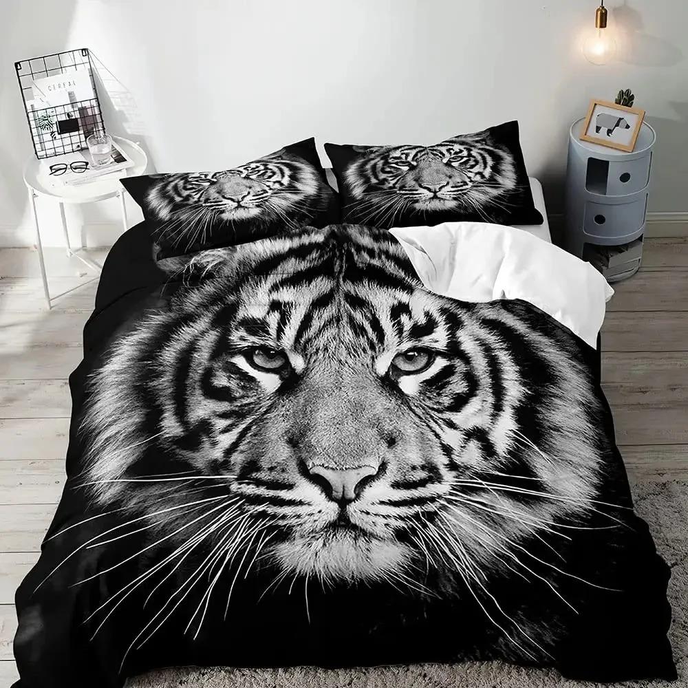 

Lion Duvet Cover Set KingAfrican Safari Animal Black Bedding SetCouples Comforter CoverQuilt CoverRomantic Lion Couple Gifts EU Single(135*200cm)3pcs