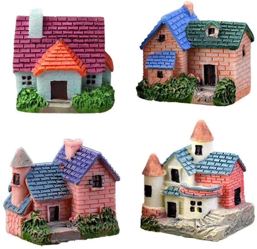 Random Creative Zakka Small House Villa Micro Landscape Accessories Resin Small Ornaments Background Model Potted Decoration