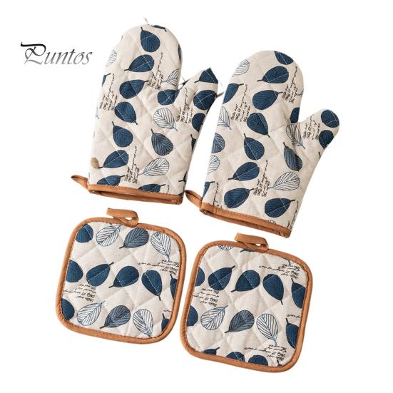 Heat Resistant Oven Mitts And Pot Holders Set Convenient Storage High Heat Resistance Up To 500 Degrees Fahrenheit Non-Slip Grip Kitchen Essential