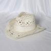 Straw Cowboy Hat for Men Women, Wide Brim Hollow Breathable Sun Protection Cap, Travel Beach Summer Hat