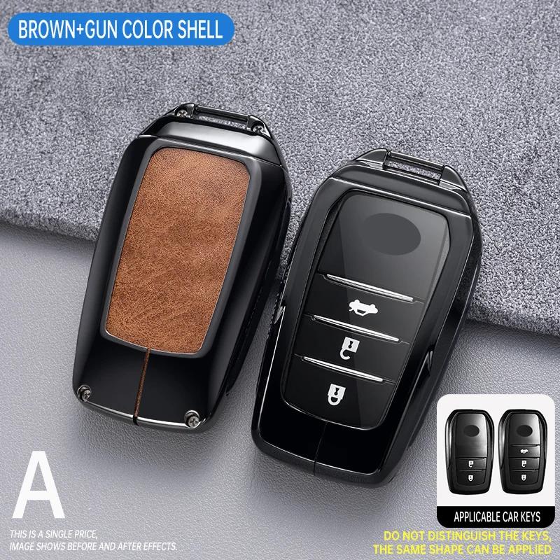

2/3 Button Car Key Case Cover For Toyota RAV4 HARRIER Hilux Fortuner Land Cruiser Crown Highland Prado Yaris Cross Aygo X 2022 коричневий