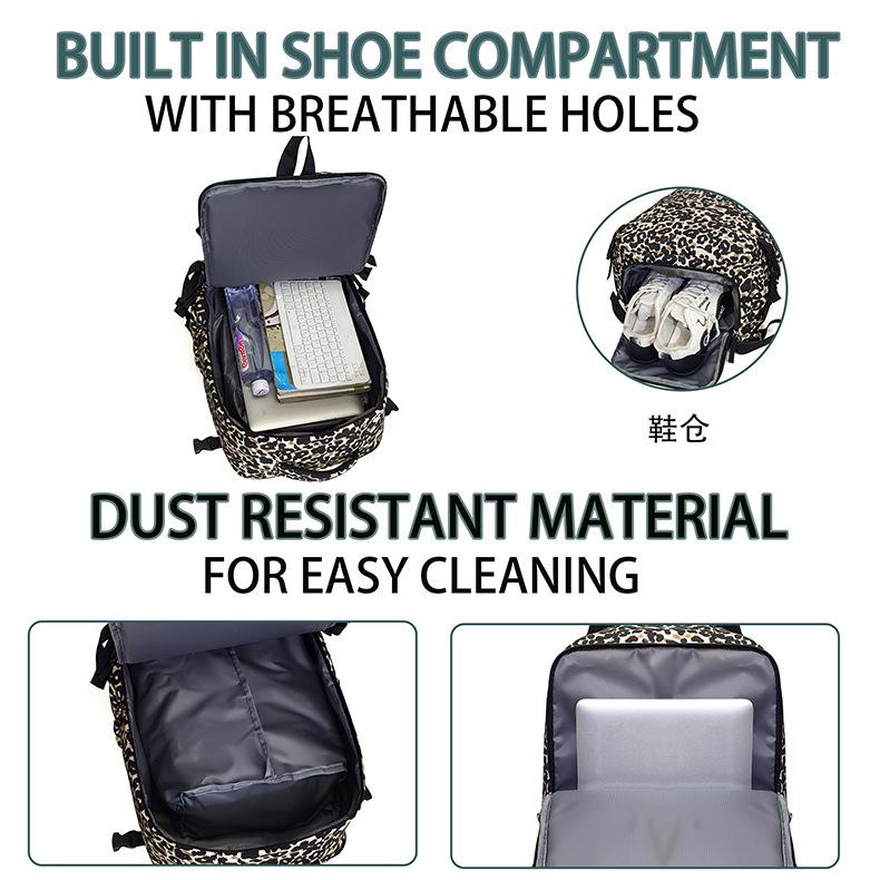 Schoolbag New Large-capacity Backpack Leopard Print Computer Backpack College Student High School Men's and Women's Schoolbags Korean Version