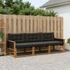 Outdoor Sofa Set with Cushions 3 pcs Natural and Black