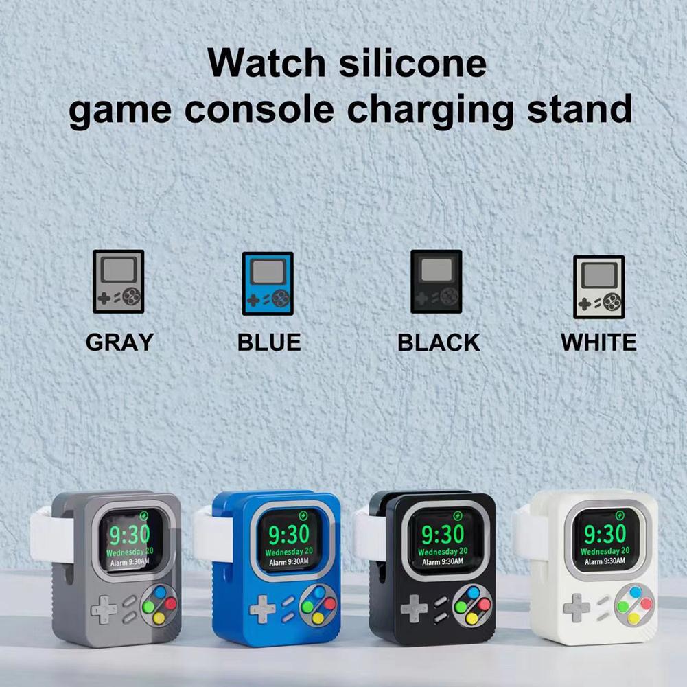 Silikonový nabíjecí stojan pro Apple Watch 7 6 5 4 IWatch 3 2 1 Držák nabíjecího doku Kreativní herní konzole Tvar Držák hodinek Základna