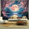 Pink Cherry Blossom Moon Lake Mountain Landscape Wall Tapestry Romantic Home Decor Aesthetic Living Room Art Print Design