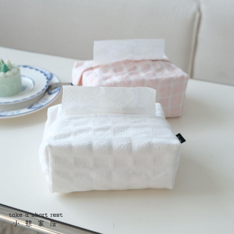 ins style Korean tissue cover i Korean Nordic French paper drawing storage bag tissue box plaid tulip