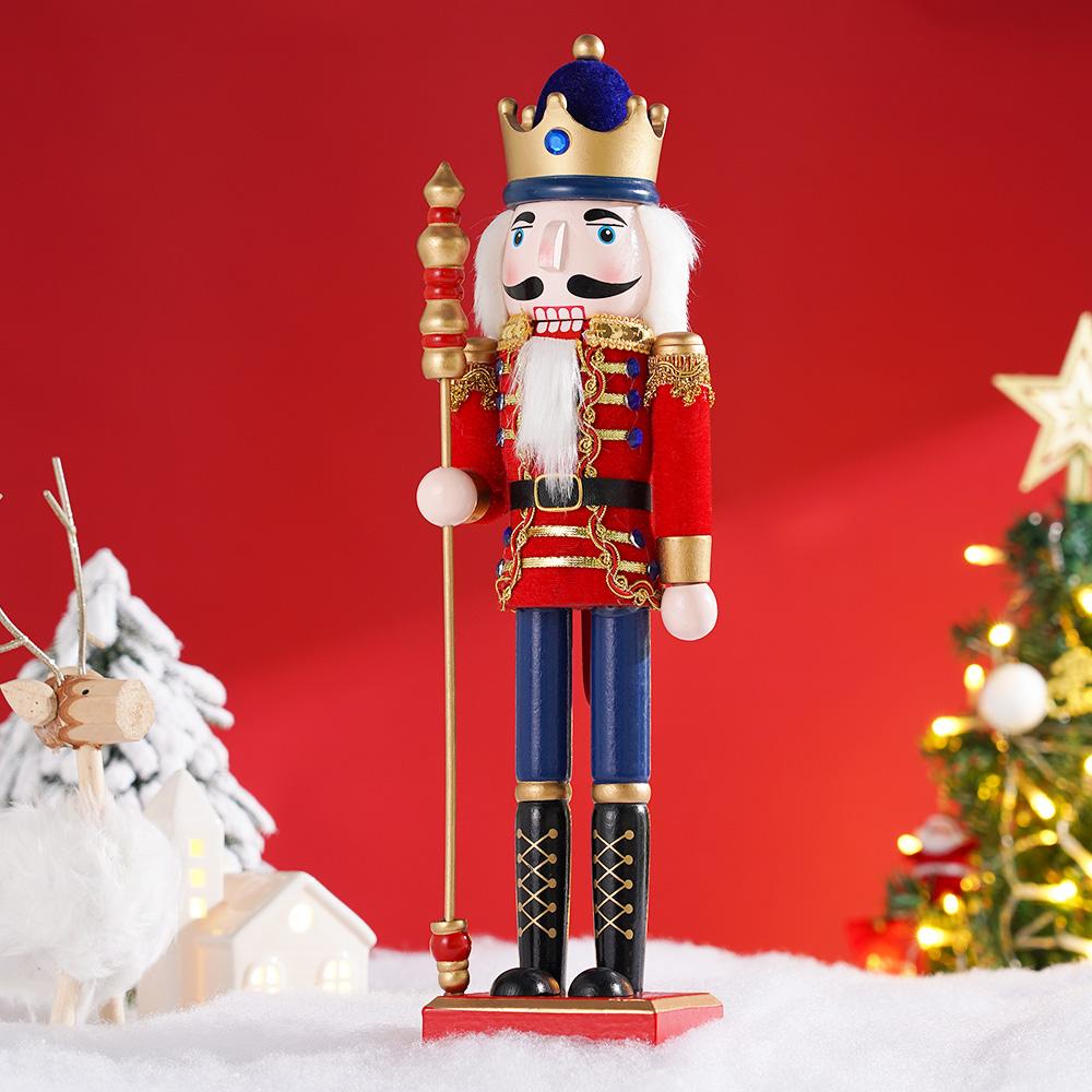 38CM Nutcracker Miniature Wooden Nutcracker Puppet Ornament Desktop Decoration Cartoon Walnut Soldier Christmas Home Decoration