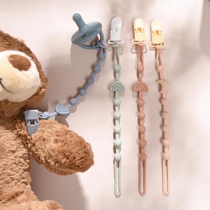Baby Silicone Pacifier Chain Clip Dummy Nipples Holder Clips BPA Free Babies Teething Chain Toy Gifts For Cute Baby Accessories