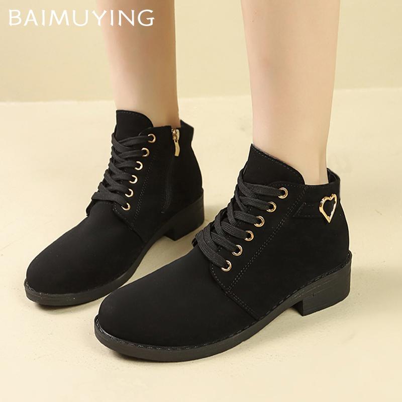 Winter Women Ankle Boots Retro Suede Mid Heels Shoes Lace Up Chunky Boots 2025 Trend Designer Classic Pumps New Botas De Mujer