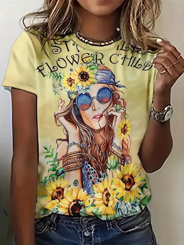 Summer Abstract Face 3d Print Womens T Shirt Loose Short Sleeve Tshirts Harajuku Streetwear Tees Oversized Y2k Tops Girls Clothing