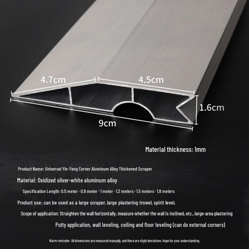 Aluminum Alloy Multi-Purpose Scraper and Corner Ruler for Plastering and Wall Leveling