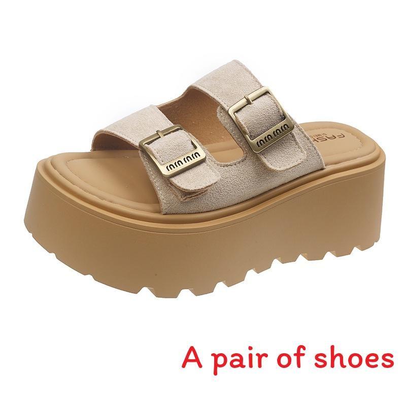 Thick Metal Buckle Soled Summer Women Slippers For Wear Daily
