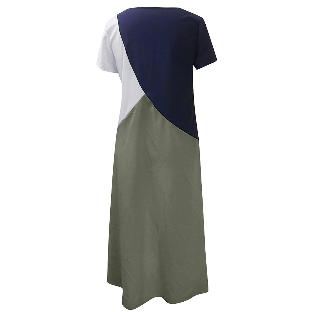 Women's Summer Fashion Contrast Color Stitching Skirt Large Size Dress