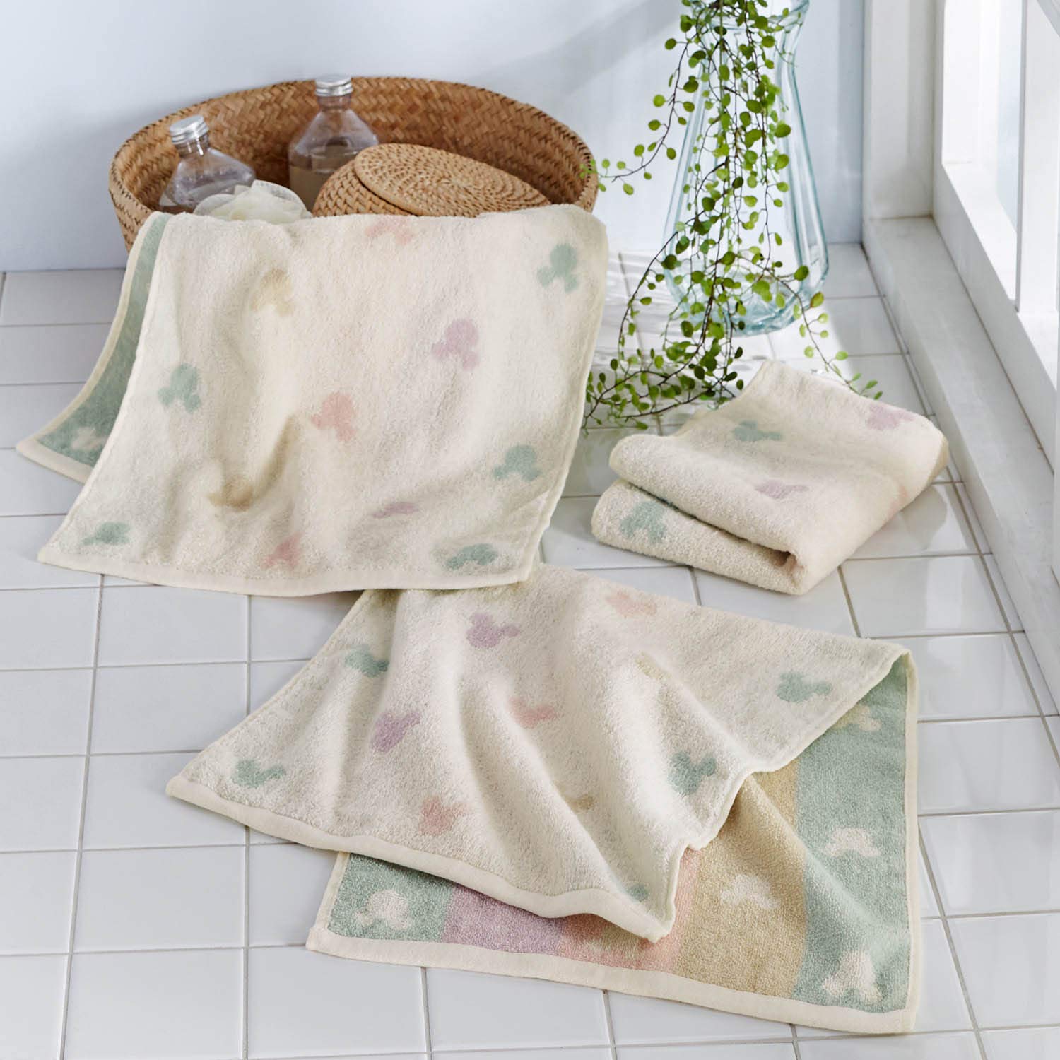 Disney Face Towel Same Color 3-Piece Set Cotton Everyday Multi