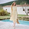 French Style Yellow Floral Chiffon Dress