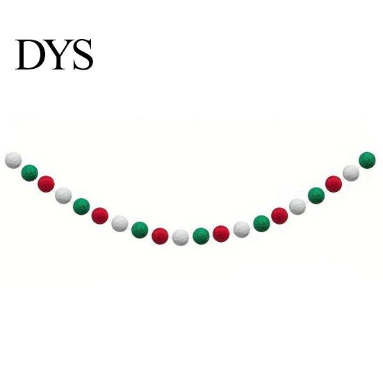 Holiday Celebration Supplies 78.8 Inch Christmas Pom Garland, Red Green White 20/30 Pompom Xmas Party Wall Decor Balls Garland Ornaments for