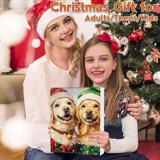 Vánoční psí adventní kalendář 24 dní Akrylové závěsné ozdoby Slavnostní tématické přívěsky Odpočítávací dekorace