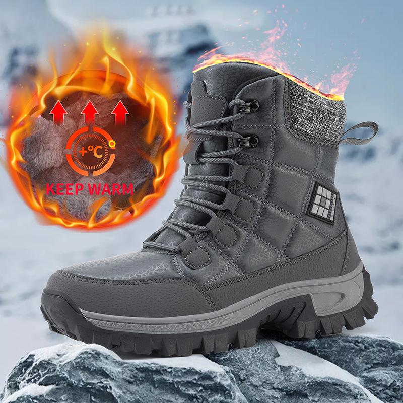 Unisex Plus Size Non-Slip Snow Boots with Fleece and Thick Cotton for Warmth