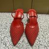Fashion 2025 Luxury Pearl Summer Women Party Shoes Pointed Toe Slingback Red Wedding Bridal Sandals Sexy Nightclub Sandalias Mujer