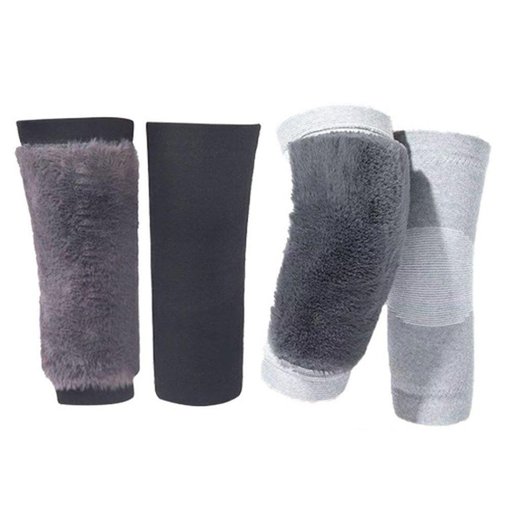 Faux Rabbit Fur Thermal Knee Sleeves Elastic Knit Fleece Knee Pads Knee Warmers  Outdoor Activities