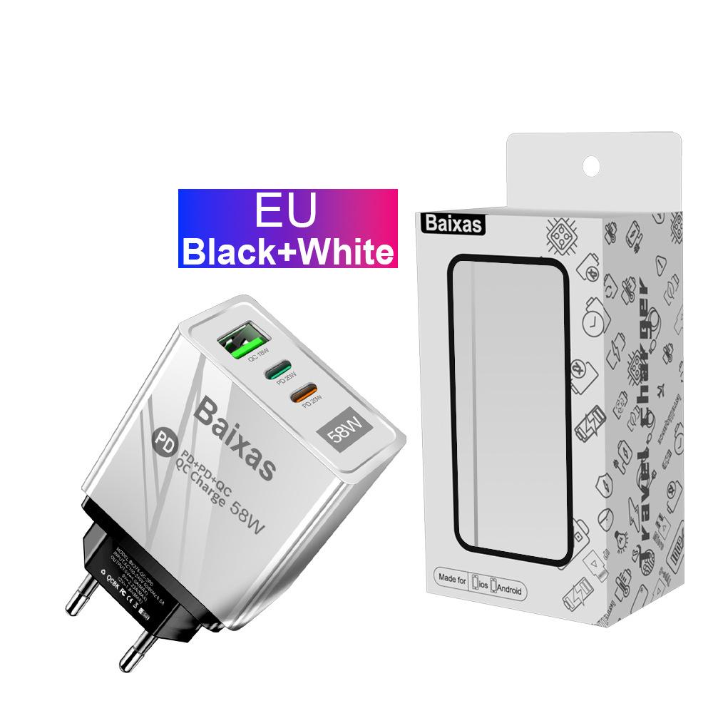 58W Dual Fast Charger with 2PD & QC3.0 for EU/US/UK