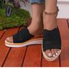 Fashion Black Knitting Breathable Womens Wedge Slippers Summer New Thick Bottom Platform Sandals Outdoor Casual Non-Slip Slides Mujer