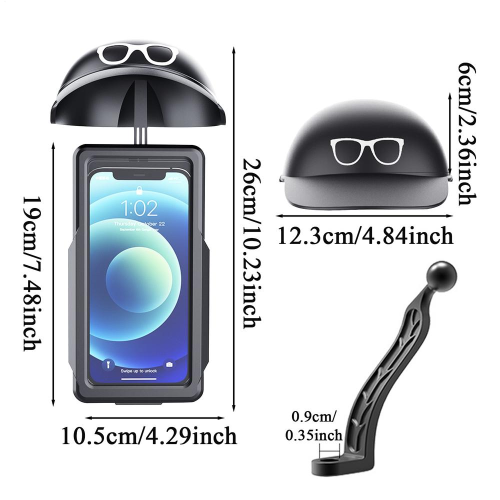 

Motorcycle Phone Holder With Sun Hat Waterproof Mobile Mount For Women Men Riding Bicycles Scooters Strollers Accessories
