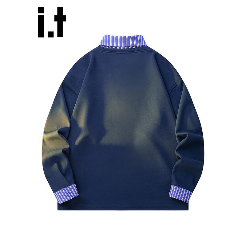 Women's Faux Two-Piece Collared Long Sleeve Sweatshirt