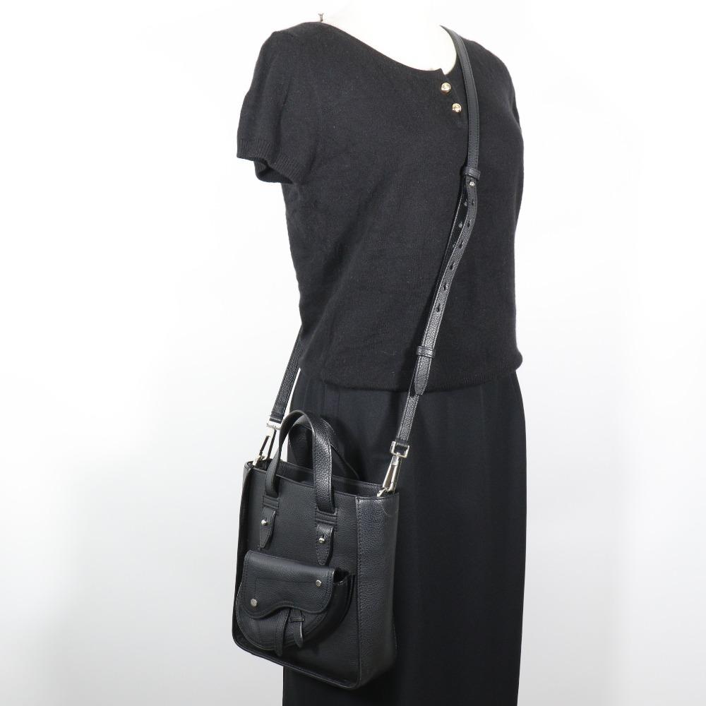 Dior Saddle Mini Tote Handbag 2WAYShoulder Bag black Calfskin Women Used